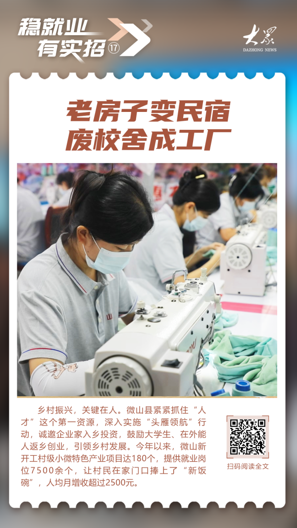 指盈配资网 稳就业有实招丨老房子变民宿，废校舍成工厂