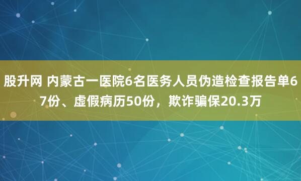 股升网 内蒙古一医院6名医务人员伪造检查报告单67份、虚假病历50份，欺诈骗保20.3万